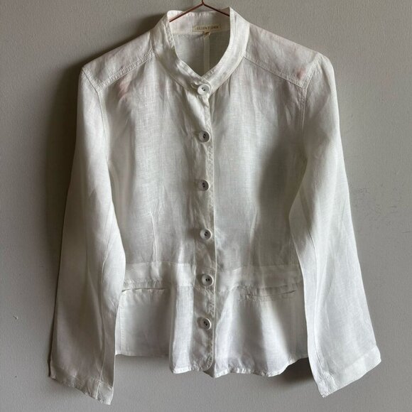 Eileen Fisher Womens Long Sleeve Front Button Jacket White Size Small - Picture 13 of 13